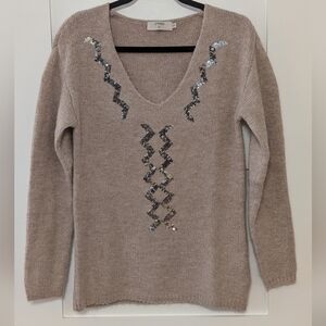 Cream CRHaza Sequins Pullover Knit Sweater